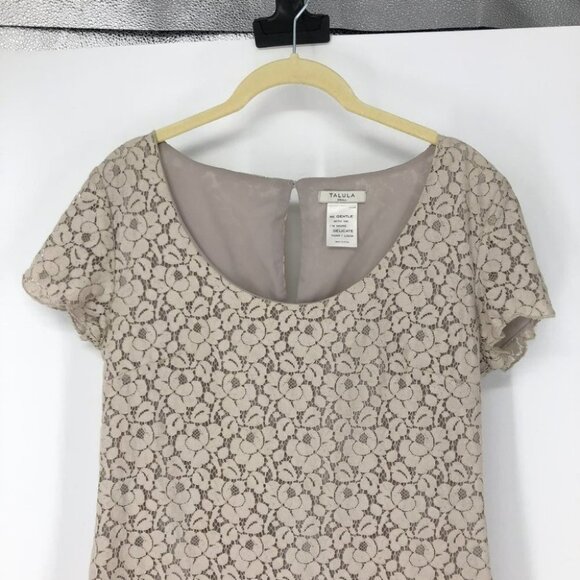 Talula  Creme taupe lace scoop neck mini dress/tunic blouse small - Picture 4 of 14